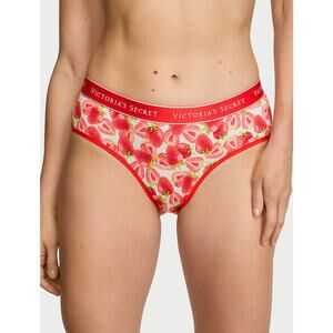 Victoria Secret Strawberry Print Cotton Modal Hiphugger Panty Red White Logo
